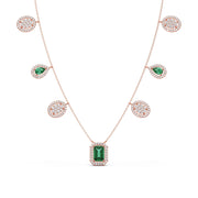 Emerald & Diamond Drop Necklace – Luxury Gold Chain with Green and White Stones | JewelVerra