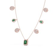 Emerald & Diamond Drop Necklace – Luxury Gold Chain with Green and White Stones | JewelVerra