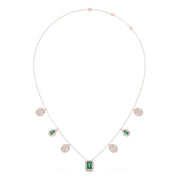Emerald & Diamond Drop Necklace – Luxury Gold Chain with Green and White Stones | JewelVerra