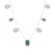 Emerald & Diamond Drop Necklace – Luxury Gold Chain with Green and White Stones | JewelVerra