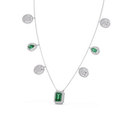 Emerald & Diamond Drop Necklace – Luxury Gold Chain with Green and White Stones | JewelVerra