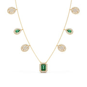 Emerald & Diamond Drop Necklace – Luxury Gold Chain with Green and White Stones | JewelVerra