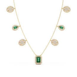 Emerald & Diamond Drop Necklace – Luxury Gold Chain with Green and White Stones | JewelVerra