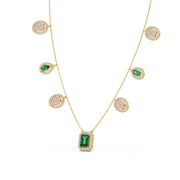 Emerald & Diamond Drop Necklace – Luxury Gold Chain with Green and White Stones | JewelVerra