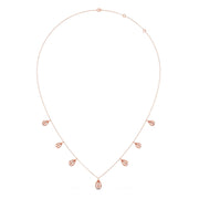 Pear Drop Diamond Necklace with Baguette Center – Teardrop Diamond Chain in Yellow, Rose & White Gold | JewelVerra