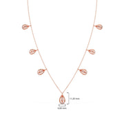 Pear Drop Diamond Necklace with Baguette Center – Teardrop Diamond Chain in Yellow, Rose & White Gold | JewelVerra