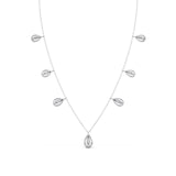 Pear Drop Diamond Necklace with Baguette Center – Teardrop Diamond Chain in Yellow, Rose & White Gold | JewelVerra