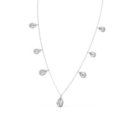 Pear Drop Diamond Necklace with Baguette Center – Teardrop Diamond Chain in Yellow, Rose & White Gold | JewelVerra