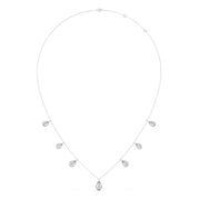 Pear Drop Diamond Necklace with Baguette Center – Teardrop Diamond Chain in Yellow, Rose & White Gold | JewelVerra