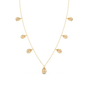 Pear Drop Diamond Necklace with Baguette Center – Teardrop Diamond Chain in Yellow, Rose & White Gold | JewelVerra