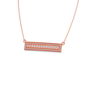 Bar Pendant Necklace with Round Brilliant-Cut Diamonds – Geometric Diamond Necklace in Yellow, Rose & White Gold | JewelVerra