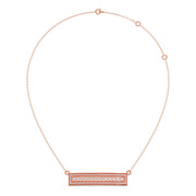 Bar Pendant Necklace with Round Brilliant-Cut Diamonds – Geometric Diamond Necklace in Yellow, Rose & White Gold | JewelVerra