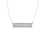 Bar Pendant Necklace with Round Brilliant-Cut Diamonds – Geometric Diamond Necklace in Yellow, Rose & White Gold | JewelVerra