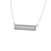 Bar Pendant Necklace with Round Brilliant-Cut Diamonds – Geometric Diamond Necklace in Yellow, Rose & White Gold | JewelVerra