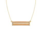 Bar Pendant Necklace with Round Brilliant-Cut Diamonds – Geometric Diamond Necklace in Yellow, Rose & White Gold | JewelVerra