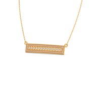 Bar Pendant Necklace with Round Brilliant-Cut Diamonds – Geometric Diamond Necklace in Yellow, Rose & White Gold | JewelVerra
