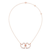 Double Heart Diamond Necklace – Love Knot Pendant in Yellow, Rose & Silver Gold | JewelVerra
