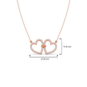 Double Heart Diamond Necklace – Love Knot Pendant in Yellow, Rose & Silver Gold | JewelVerra