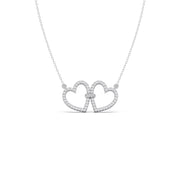 Double Heart Diamond Necklace – Love Knot Pendant in Yellow, Rose & Silver Gold | JewelVerra