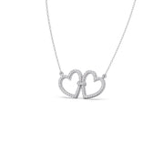 Double Heart Diamond Necklace – Love Knot Pendant in Yellow, Rose & Silver Gold | JewelVerra