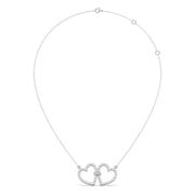 Double Heart Diamond Necklace – Love Knot Pendant in Yellow, Rose & Silver Gold | JewelVerra