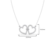 Double Heart Diamond Necklace – Love Knot Pendant in Yellow, Rose & Silver Gold | JewelVerra