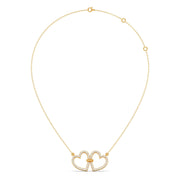 Double Heart Diamond Necklace – Love Knot Pendant in Yellow, Rose & Silver Gold | JewelVerra