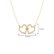 Double Heart Diamond Necklace – Love Knot Pendant in Yellow, Rose & Silver Gold | JewelVerra