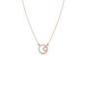 Diamond Circle Necklace with Clover Cutout – Elegant Pendant in Yellow Gold | JewelVerra
