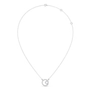 Diamond Circle Necklace with Clover Cutout – Elegant Pendant in Yellow Gold | JewelVerra