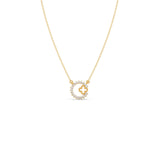 Diamond Circle Necklace with Clover Cutout – Elegant Pendant in Yellow Gold | JewelVerra