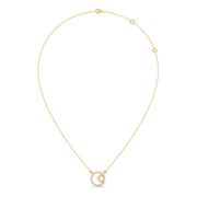 Diamond Circle Necklace with Clover Cutout – Elegant Pendant in Yellow Gold | JewelVerra