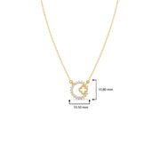 Diamond Circle Necklace with Clover Cutout – Elegant Pendant in Yellow Gold | JewelVerra