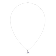 Pear Drop Diamond Pendant Necklace – Blue & White Gemstones in Gold | JewelVerra