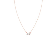 Twin Shape Diamond Pendant Necklace – Baguette & Round Cut in Yellow, Rose & Silver Gold | JewelVerra