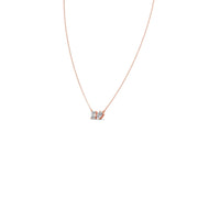 Twin Shape Diamond Pendant Necklace – Baguette & Round Cut in Yellow, Rose & Silver Gold | JewelVerra