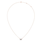 Twin Shape Diamond Pendant Necklace – Baguette & Round Cut in Yellow, Rose & Silver Gold | JewelVerra