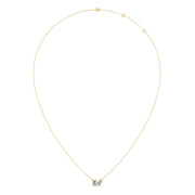 Twin Shape Diamond Pendant Necklace – Baguette & Round Cut in Yellow, Rose & Silver Gold | JewelVerra