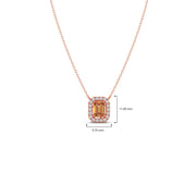 Emerald-Cut Orange Sapphire Necklace with Diamond Halo in Yellow Gold – Luxury Pendant | JewelVerra