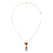 Brown Heart & Drop Pendant Necklace – Double Stone Gold Chain with Diamond Halo | JewelVerra