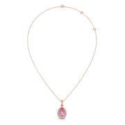 Pink Teardrop Pendant Necklace – Sparkling Halo Diamond Design in Gold | JewelVerra