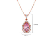 Pink Teardrop Pendant Necklace – Sparkling Halo Diamond Design in Gold | JewelVerra