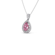 Pink Teardrop Pendant Necklace – Sparkling Halo Diamond Design in Gold | JewelVerra