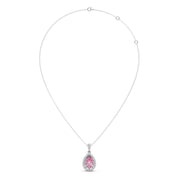 Pink Teardrop Pendant Necklace – Sparkling Halo Diamond Design in Gold | JewelVerra