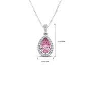 Pink Teardrop Pendant Necklace – Sparkling Halo Diamond Design in Gold | JewelVerra