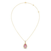 Pink Teardrop Pendant Necklace – Sparkling Halo Diamond Design in Gold | JewelVerra