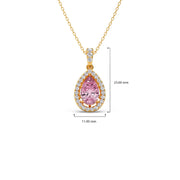 Pink Teardrop Pendant Necklace – Sparkling Halo Diamond Design in Gold | JewelVerra
