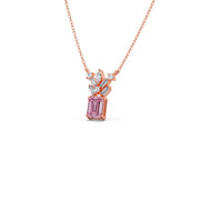 Pink Radiant-Cut Diamond Pendant Necklace – Elegant Statement Jewelry in Gold | JewelVerra