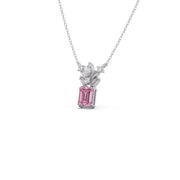 Pink Radiant-Cut Diamond Pendant Necklace – Elegant Statement Jewelry in Gold | JewelVerra