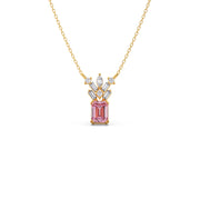 Pink Radiant-Cut Diamond Pendant Necklace – Elegant Statement Jewelry in Gold | JewelVerra